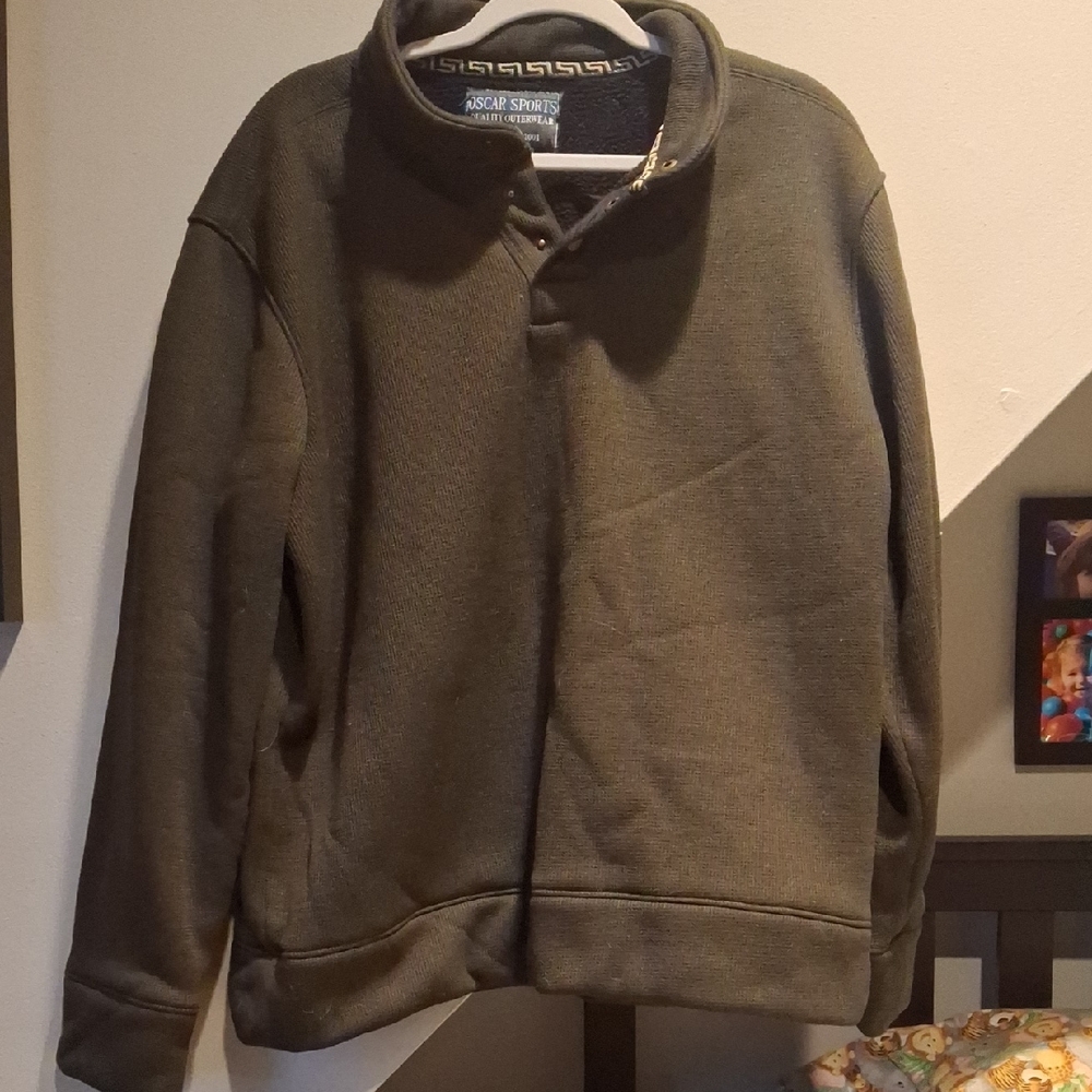 Men's Olive Green Zip-Up Sweater